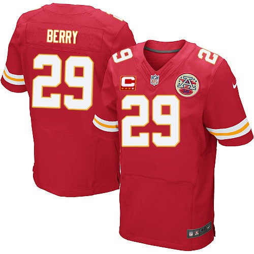 Men's Elite Eric Berry C Patch Nike Jersey Red Home - #29 NFL Kansas City Chiefs